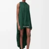 Robe drapée en soie Vert