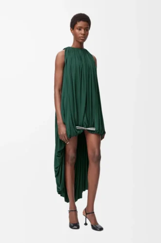Robe drapée en soie Vert