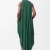 Robe drapée en soie Vert