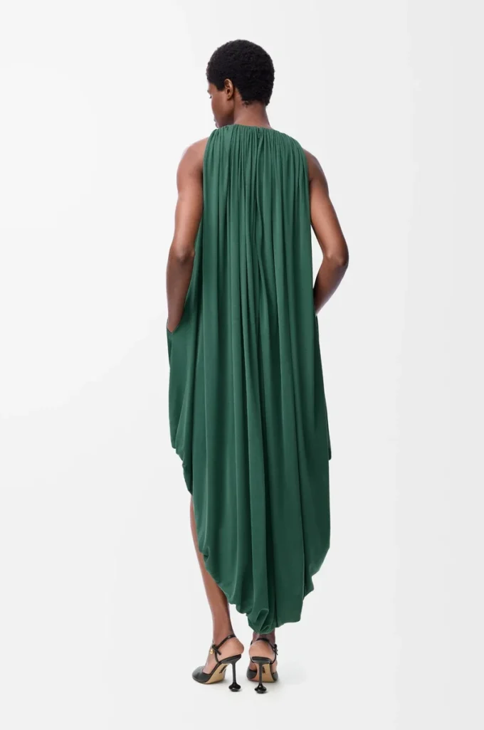 Robe drapée en soie Vert