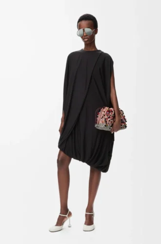 Robe drapée en viscose Noir