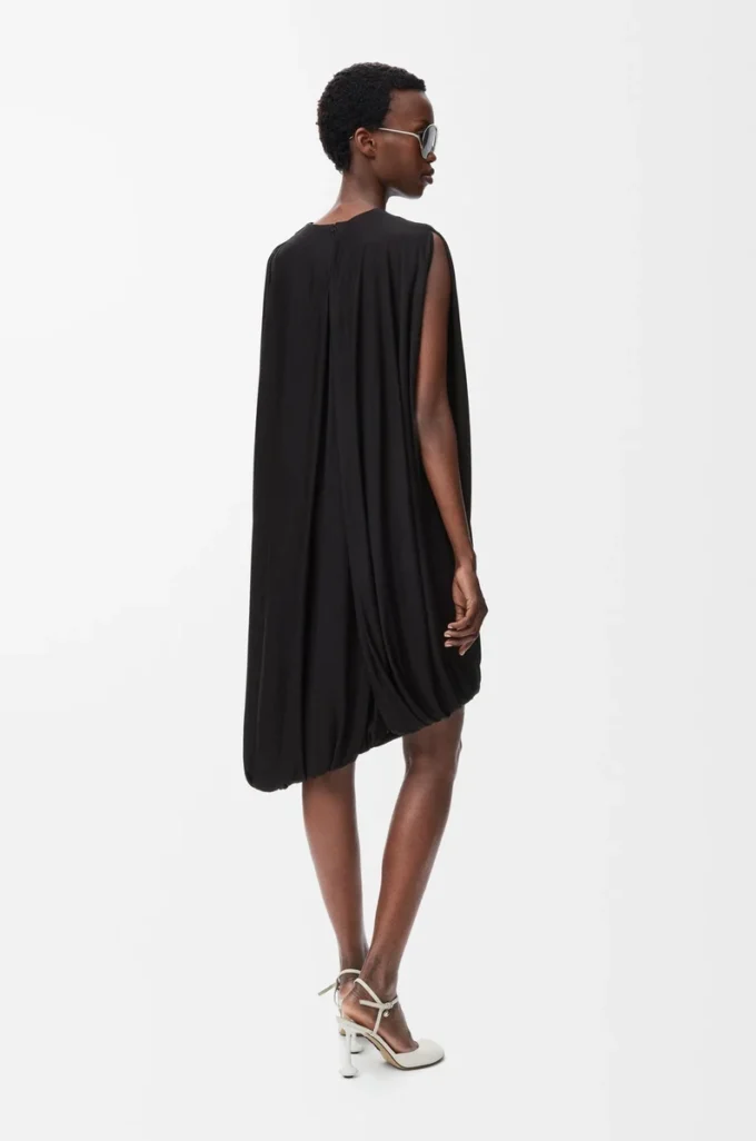 Robe drapée en viscose Noir Robe drapée en viscose Noir