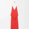 Robe drapée en viscose Orange