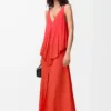 Robe drapée en viscose Orange