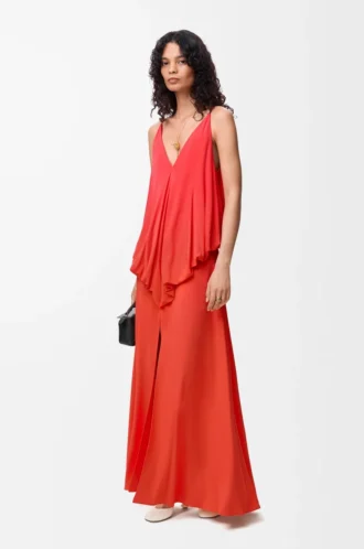 Robe drapée en viscose Orange