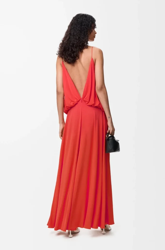 Robe drapée en viscose Orange