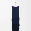 Robe embellie en viscose bleu marine