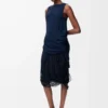 Robe embellie en viscose bleu marine