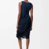 Robe embellie en viscose bleu marine