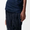 Robe embellie en viscose bleu marine