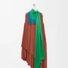 Robe en crêpe technique caramel/vert vif Robe en crêpe technique caramel/vert vif