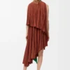 Robe en crêpe technique caramel/vert vif Robe en crêpe technique caramel/vert vif