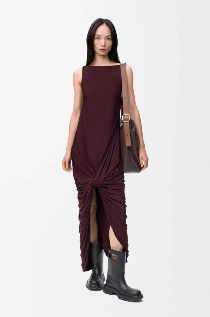 Robe en viscose bordeaux