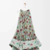 Robe flamenco en viscose vert/rouge