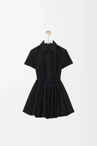 Robe à manches courtes en coton et soie Noir