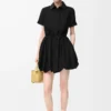 Robe à manches courtes en coton et soie Noir