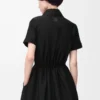 Robe à manches courtes en coton et soie Noir