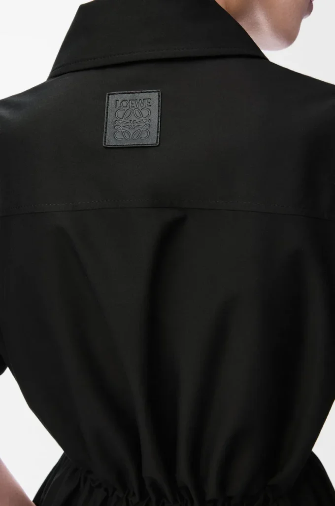 Robe à manches courtes en coton et soie Noir