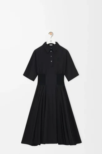 Robe à manches courtes en coton Noir