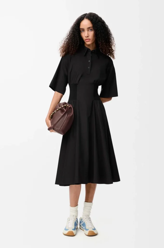 Robe à manches courtes en coton Noir