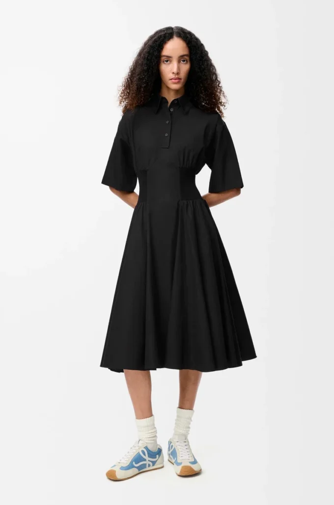 Robe à manches courtes en coton Noir