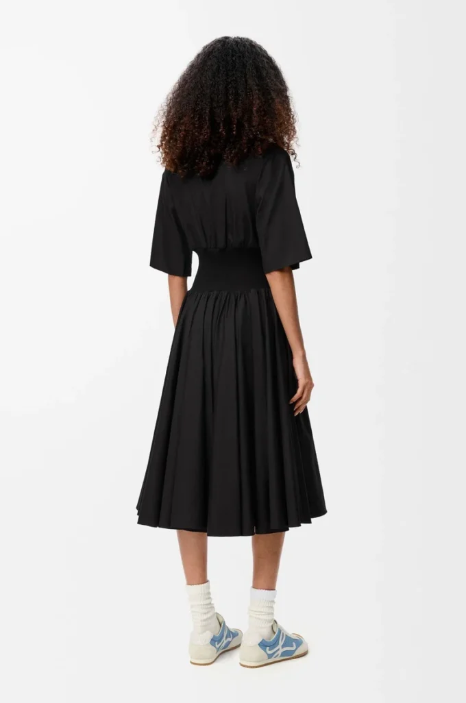 Robe à manches courtes en coton Noir
