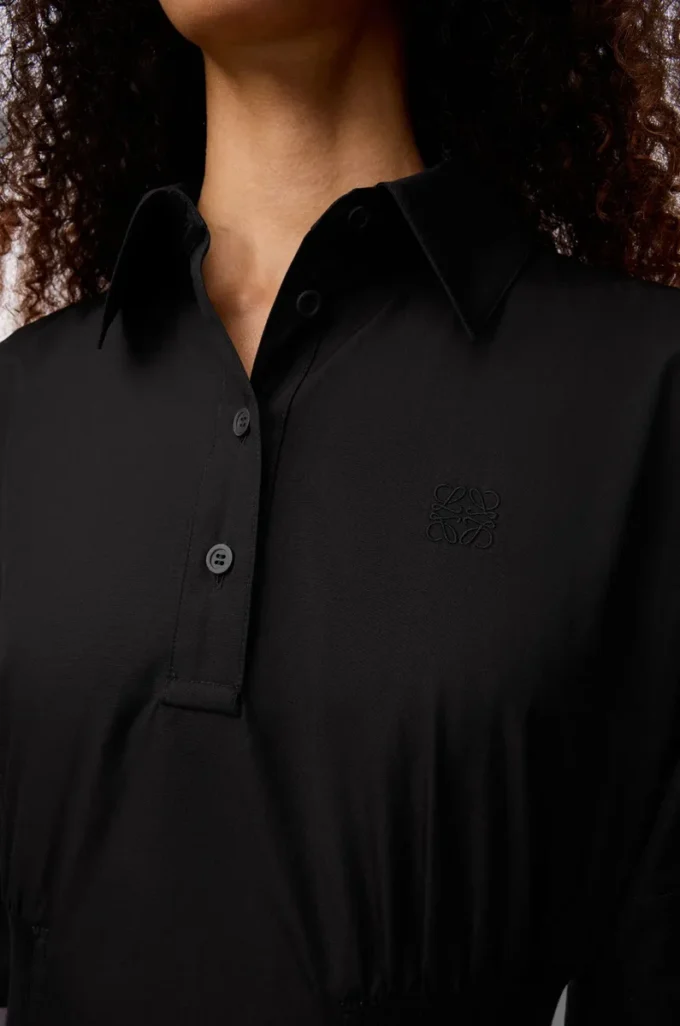 Robe à manches courtes en coton Noir