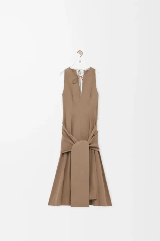 Robe portefeuille en coton Beige