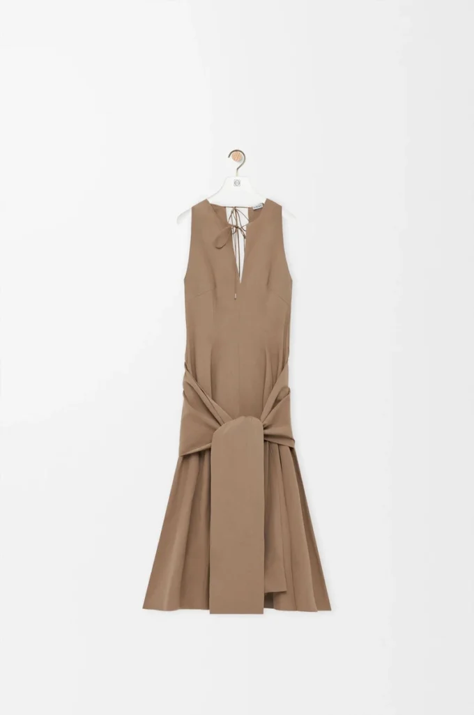 Robe portefeuille en coton Beige