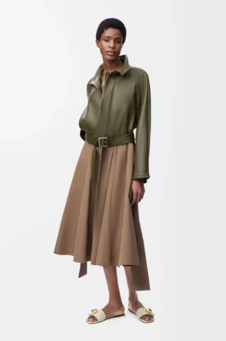 Robe portefeuille en coton Beige