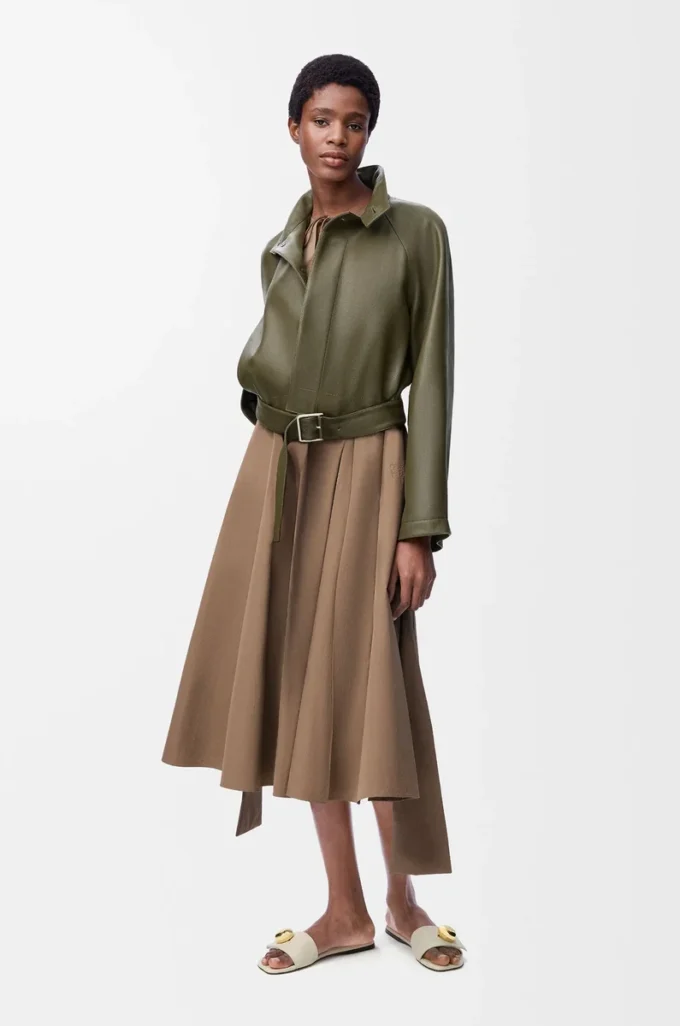 Robe portefeuille en coton Beige