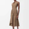 Robe portefeuille en coton Beige