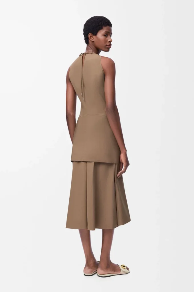 Robe portefeuille en coton Beige