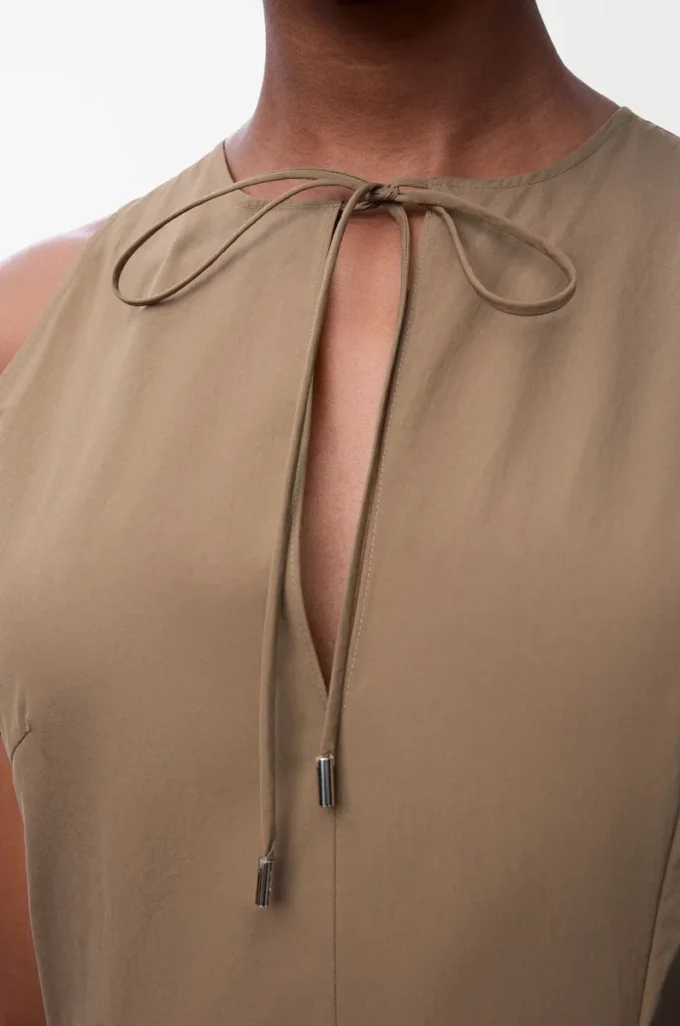 Robe portefeuille en coton Beige