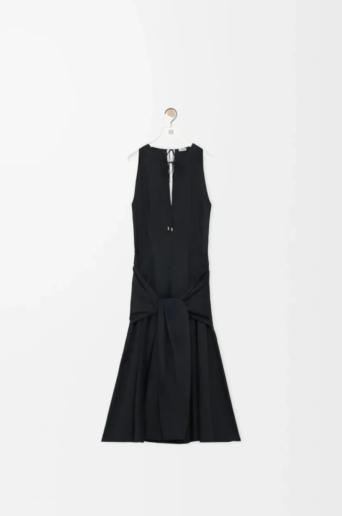 Robe portefeuille en coton Noir