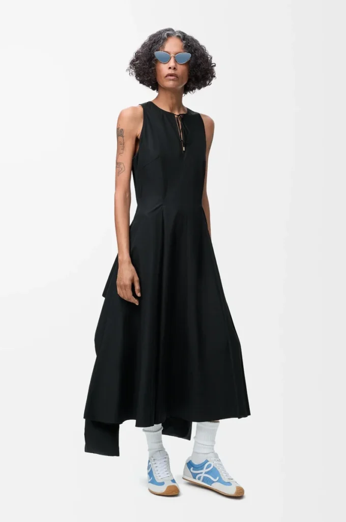 Robe portefeuille en coton Noir