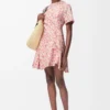 Robe torsadée en taffetas de soie mélangée Blanc/Rose Robe torsadée en taffetas de soie mélangée Blanc/Rose