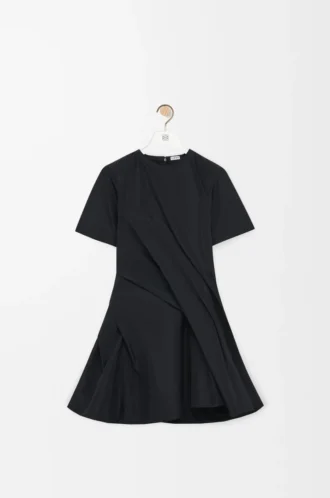Robe torsadée en taffetas de soie mélangée Noir