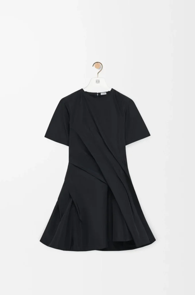 Robe torsadée en taffetas de soie mélangée Noir Robe torsadée en taffetas de soie mélangée Noir