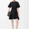 Robe torsadée en taffetas de soie mélangée Noir Robe torsadée en taffetas de soie mélangée Noir