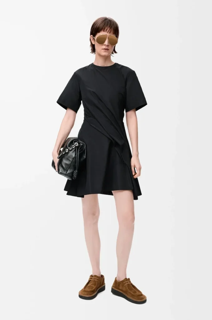 Robe torsadée en taffetas de soie mélangée Noir Robe torsadée en taffetas de soie mélangée Noir