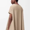 Robe trapèze en coton mélangé Beige