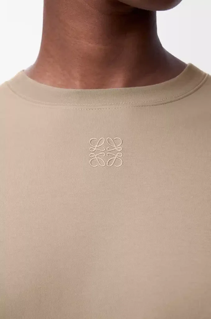 Robe trapèze en coton mélangé Beige