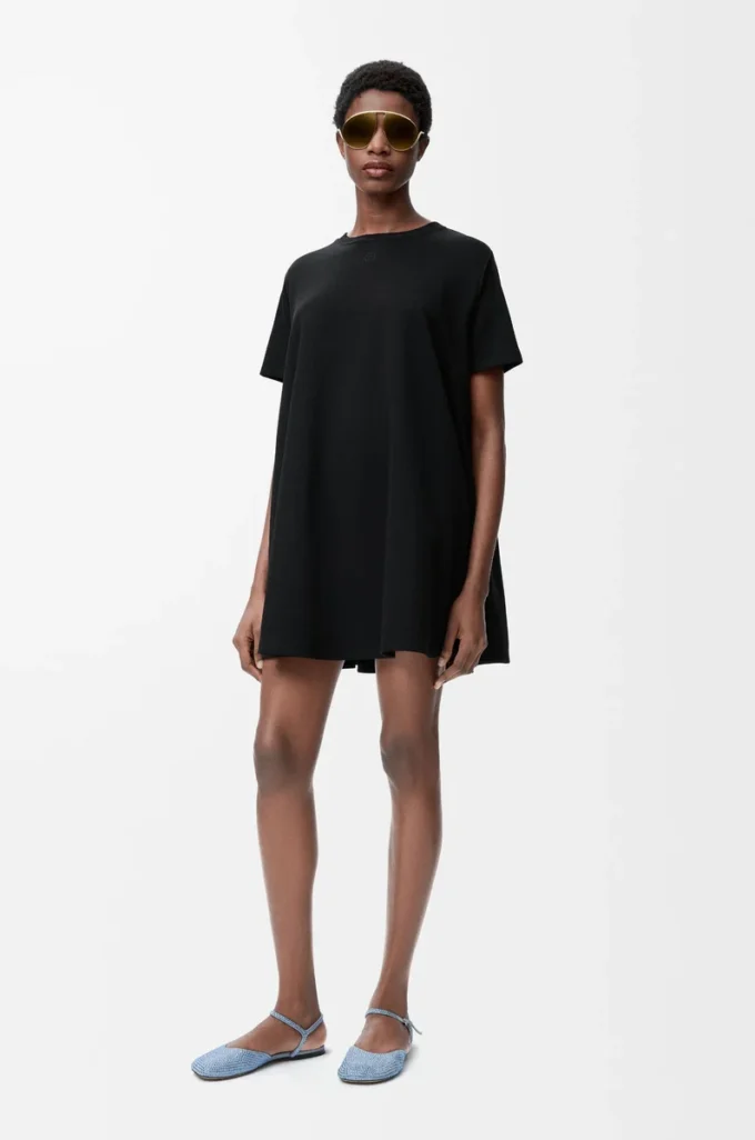 Robe trapèze en coton mélangé Noir Robe trapèze en coton mélangé Noir
