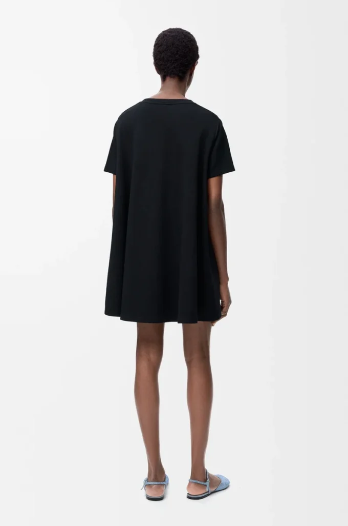 Robe trapèze en coton mélangé Noir Robe trapèze en coton mélangé Noir