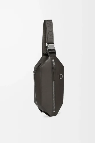 Sac à bandoulière convertible en cuir de veau classique gris foncé