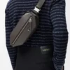 Sac à bandoulière convertible en cuir de veau classique gris foncé
