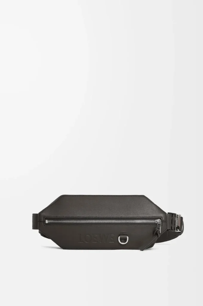Sac à bandoulière convertible en cuir de veau classique gris foncé