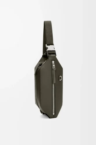 Sac à bandoulière convertible en cuir de veau classique Kaki foncé
