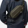 Sac à bandoulière convertible en cuir de veau classique Kaki foncé